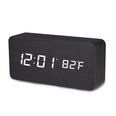 Wooden Digital Alarm Clocks for Bedrooms Electric Desk Clock with Large Numbers USB Port