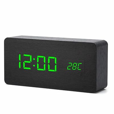 Wooden Digital Alarm Clocks for Bedrooms Electric Desk Clock with Large Numbers USB Port