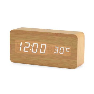 Wooden Digital Alarm Clocks for Bedrooms Electric Desk Clock with Large Numbers USB Port