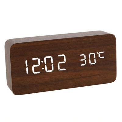 Wooden Digital Alarm Clocks for Bedrooms Electric Desk Clock with Large Numbers USB Port