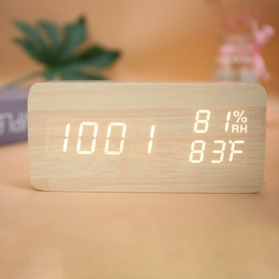 Wooden Digital Alarm Clocks for Bedrooms Electric Desk Clock with Large Numbers USB Port