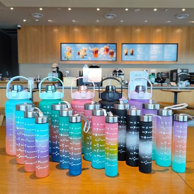 Large Capacity 4 Pcs in 1 Set Gym Motivational Time Water Bottle