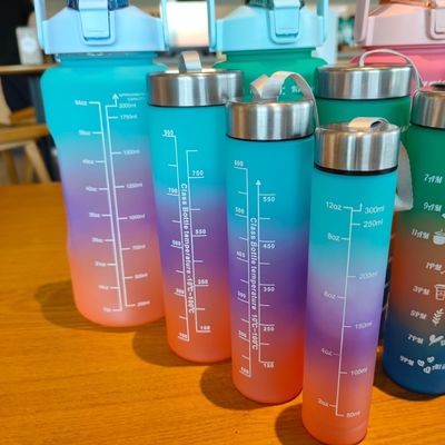 Large Capacity 4 Pcs in 1 Set Gym Motivational Time Water Bottle