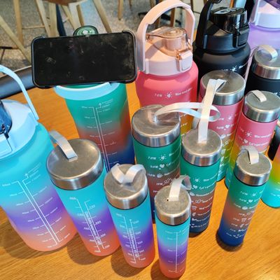 Large Capacity 4 Pcs in 1 Set Gym Motivational Time Water Bottle