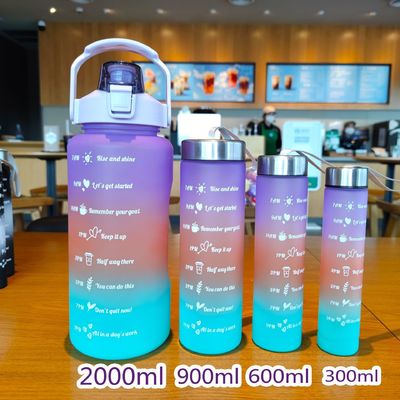 Large Capacity 4 Pcs in 1 Set Gym Motivational Time Water Bottle