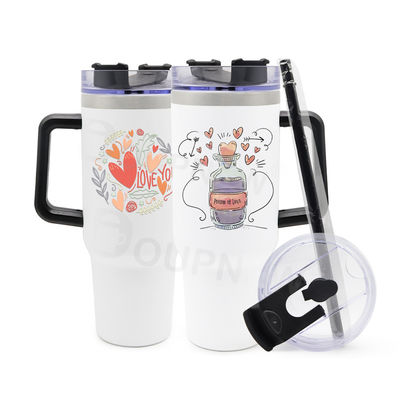 40oz 304 Stainless Steel Insulated Water Bottle Thermal Coffee Car Cup Cold Hot Mugs Vacuum Flask With Handle Straw for Sport