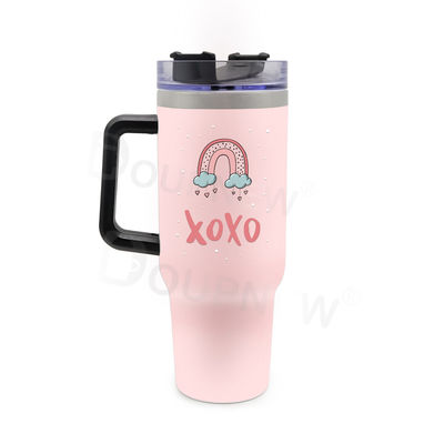 40oz 304 Stainless Steel Insulated Water Bottle Thermal Coffee Car Cup Cold Hot Mugs Vacuum Flask With Handle Straw for Sport