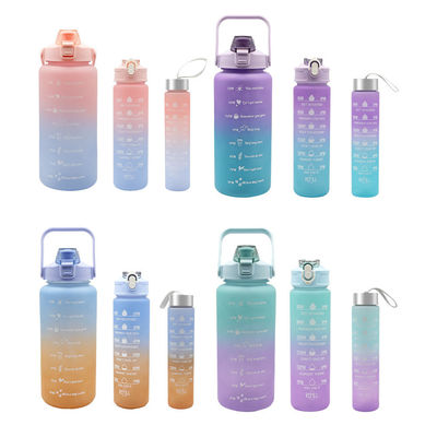 3 in 1 Water Bottle 2L Outdoor Sleeve 3 Set Large Capacity Sports Water Bottle Plastic Bottles Tumbler with Straw 2L 900ml 500m