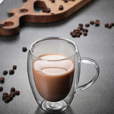 Double Wall Glass Cup Heat Insulation Transparent Handmade Tea Drink Cups Espresso Coffee Mug