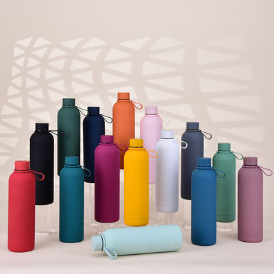 Thermos Cup 500ML/1000ML Double Wall Stainless Steel Bottle Rubber Paint Outdoor Sports Small Mouth Kettle Water Cup
