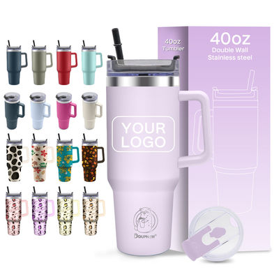 Wholesale Custom Stainless Steel Vacuum Tumblers Vacuum Insulated Cup Travel Coffee Mugs 40oz Tumblers With Handle and Straw