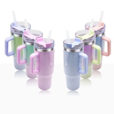 Wholesale Custom Stainless Steel Vacuum Tumblers Vacuum Insulated Cup Travel Coffee Mugs 40oz Tumblers With Handle and Straw