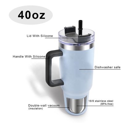 Wholesale Custom Stainless Steel Vacuum Tumblers Vacuum Insulated Cup Travel Coffee Mugs 40oz Tumblers With Handle and Straw