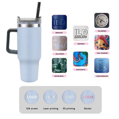 Wholesale Custom Stainless Steel Vacuum Tumblers Vacuum Insulated Cup Travel Coffee Mugs 40oz Tumblers With Handle and Straw