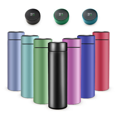 Led Temperature Display Vacuum Flasks Insulated Metal Stainless Steel Smart Water Bottle Digital Thermos With Design 500 Ml