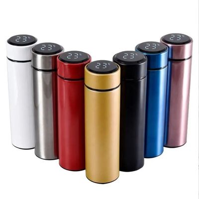 Led Temperature Display Vacuum Flasks Insulated Metal Stainless Steel Smart Water Bottle Digital Thermos With Design 500 Ml