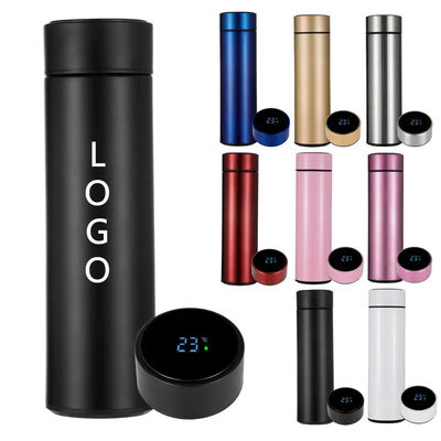 Led Temperature Display Vacuum Flasks Insulated Metal Stainless Steel Smart Water Bottle Digital Thermos With Design 500 Ml