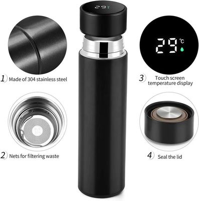 Led Temperature Display Vacuum Flasks Insulated Metal Stainless Steel Smart Water Bottle Digital Thermos With Design 500 Ml