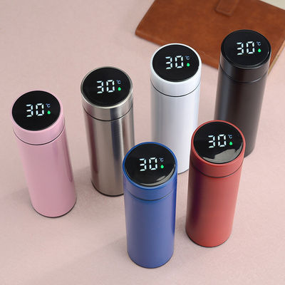 Led Temperature Display Vacuum Flasks Insulated Metal Stainless Steel Smart Water Bottle Digital Thermos With Design 500 Ml