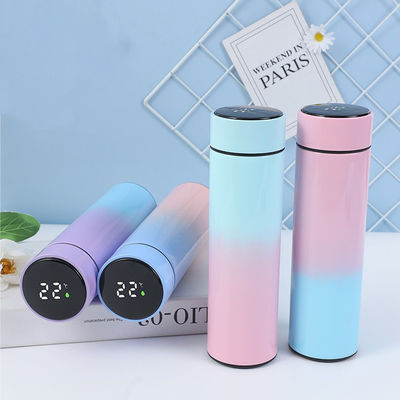 Led Temperature Display Vacuum Flasks Insulated Metal Stainless Steel Smart Water Bottle Digital Thermos With Design 500 Ml