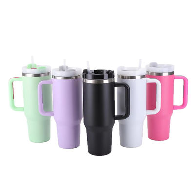 Customized Large Tumbler Car Cup Mugs 304 Stainless Steel Iced Coffee Cup Mugs 40oz Tumbler With Handle and Straw