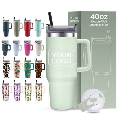 40oz Tumbler Double Wall Stainless Steel 30oz Travel Tumbler 30oz Trek Tumbler With Handle and Straw