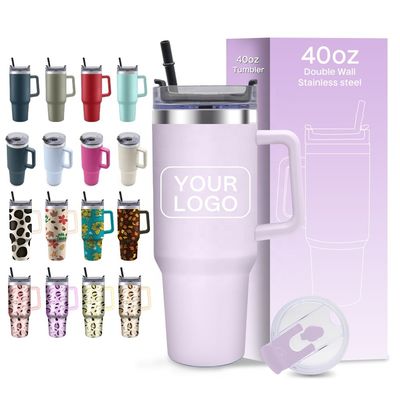 40oz Tumbler Double Wall Stainless Steel 30oz Travel Tumbler 30oz Trek Tumbler With Handle and Straw
