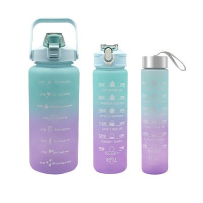 Save Shipping Cost 3in1 Water Bottles 2l 750ml 300ml Plastic Set 3 Pcs Motivational Sports Water Bottle
