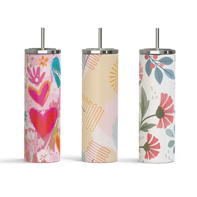 New Arrival Vacuum Flask Sublimation Tumblers 20 Oz Straight Skinny Travel Tumbler With Lid and Straw