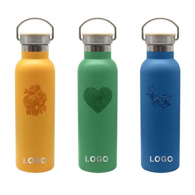 Custom Wholesale Outdoor 600ml 21oz Stainless Steel Sports Insulated Drink Bottle Vacuum Flask With Lid Handle