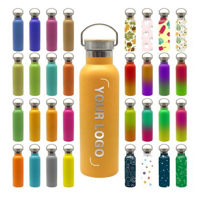 Custom Wholesale Outdoor 600ml 21oz Stainless Steel Sports Insulated Drink Bottle Vacuum Flask With Lid Handle