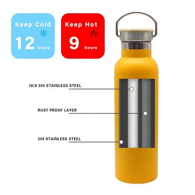 Custom Wholesale Outdoor 600ml 21oz Stainless Steel Sports Insulated Drink Bottle Vacuum Flask With Lid Handle