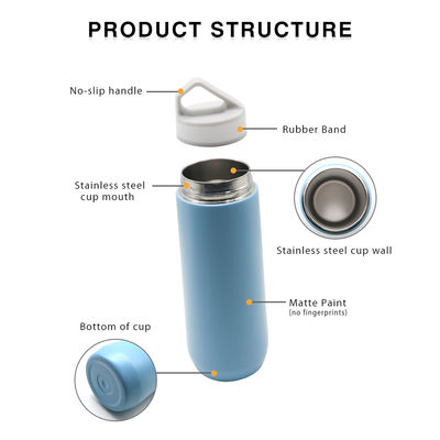 Custom Logo 20oz 21oz 22oz Hiking Water Bottle Portable Insulated Stainless Steel Vacuum Flask With Handle Lid