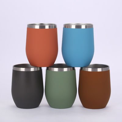 Double Wall Egg Shape Insulated Coffee Tumbler Mug Tumbler 12oz Stainless Steel Wine Tumbler Tea Mugs With Lid and Handle