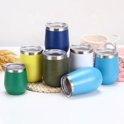Double Wall Egg Shape Insulated Coffee Tumbler Mug Tumbler 12oz Stainless Steel Wine Tumbler Tea Mugs With Lid and Handle