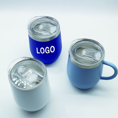 Double Wall Egg Shape Insulated Coffee Tumbler Mug Tumbler 12oz Stainless Steel Wine Tumbler Tea Mugs With Lid and Handle