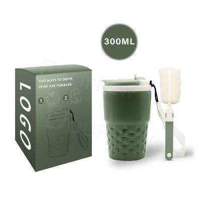 Custom Logo Vacuum Insulated Stainless Steel Coffee Mug Small Portable Stainless Steel Tumbler With Straw Lid
