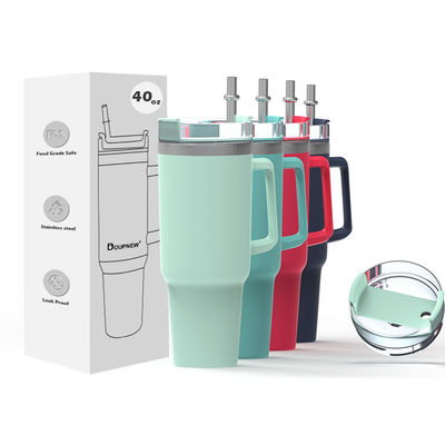 Hot Sale 40oz Tumblers Cups Stainless Steel Double Wall Water Bottle Powder Coated Tumbler With Handle and Straw