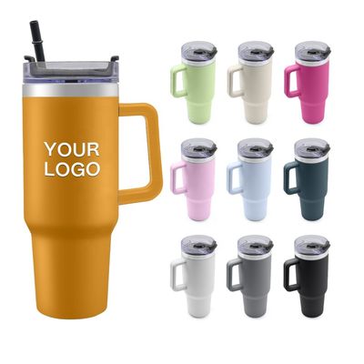 Hot Sale 40oz Tumblers Cups Stainless Steel Double Wall Water Bottle Powder Coated Tumbler With Handle and Straw