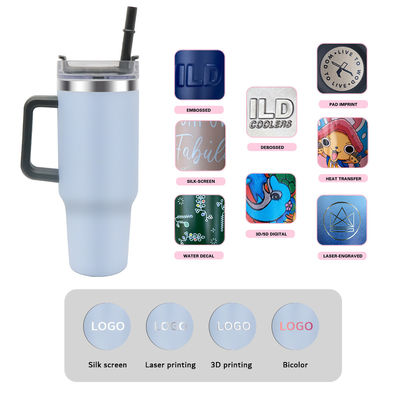 Valentine Day Gift Stainless Steel Vacuum Insulation Travel Coffee Mug 40 Oz Tumbler With Handle and Straw