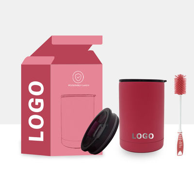 Logo Printed Stainless Steel Cup Double Wall Tumbler 12oz Coffee Thermos Travel Mug with Sliding Lid