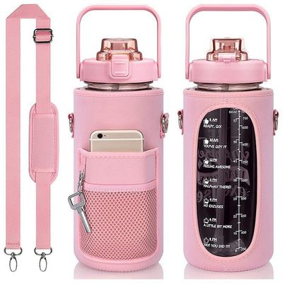 Fitness 64oz Tomatodo Gym Half Gallon 2l Plastic Drinking Bottle Time Maker Sports Motivational Water Bottle With Cover With Bag