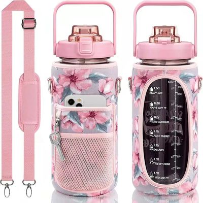 Fitness 64oz Tomatodo Gym Half Gallon 2l Plastic Drinking Bottle Time Maker Sports Motivational Water Bottle With Cover With Bag