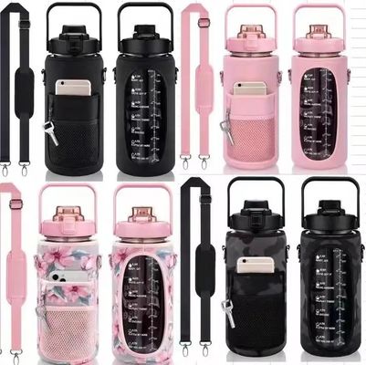 Fitness 64oz Tomatodo Gym Half Gallon 2l Plastic Drinking Bottle Time Maker Sports Motivational Water Bottle With Cover With Bag
