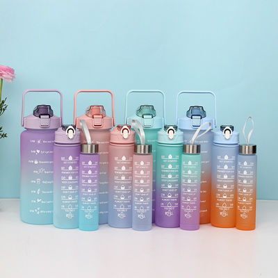 Wholesale 3 in One Sport Bottles Kit Half Gallon Plastic Trio of Water Bottle Gym 3 Em1 Motivational 3 in 1 Water Bottle Set