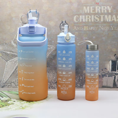 Wholesale 3 in One Sport Bottles Kit Half Gallon Plastic Trio of Water Bottle Gym 3 Em1 Motivational 3 in 1 Water Bottle Set