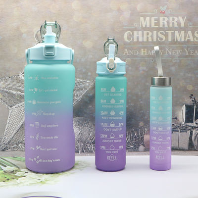 Wholesale 3 in One Sport Bottles Kit Half Gallon Plastic Trio of Water Bottle Gym 3 Em1 Motivational 3 in 1 Water Bottle Set