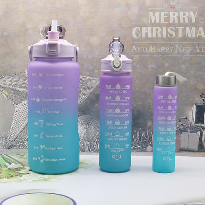Wholesale 3 in One Sport Bottles Kit Half Gallon Plastic Trio of Water Bottle Gym 3 Em1 Motivational 3 in 1 Water Bottle Set