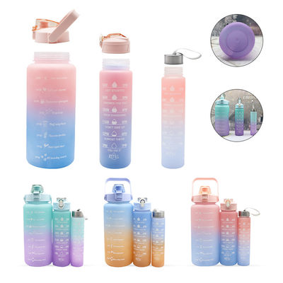 Wholesale 3 in One Sport Bottles Kit Half Gallon Plastic Trio of Water Bottle Gym 3 Em1 Motivational 3 in 1 Water Bottle Set