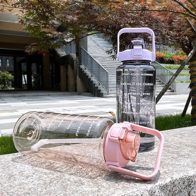 Wholesale 64 Oz Motivational Water Bottle Time Marker 2l Half Gallon Water Bottle Clear Plastic 2 Liter Water Bottles